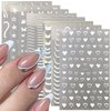 DANNEASY 8 Sheets White Nail Art Stickers French Tips Stripe Nail Stickers Holographic Nail Decals Self-Adhesive Nail Design Stickers Manicure Sticker Nail Decoration for Acrylic Nails