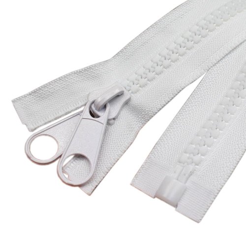 YaHoGa #10 72 Inch Separating Large Plastic Zippers White With Double Pull Tab Slider Heavy Duty Zippers for Sewing, Sleeping Bag, Boat, Marine, Canvas, Cover, Trampoline, Dog Bed, Tent (72" DP White)
