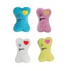 MPP Dog Toy 4 Packs Fun Play Soft Plush Squeaker Cuddly Berber Value Priced Gifts (4 Pack of Embroidered Heart Bones)