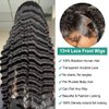 Ferzzon 28 Inch Deep Wave Lace Front Wigs Human Hair 150% Density Pre Plucked HD Lace Frontal Wig Deep Wave Deep Wave Hd Lace Frontal Wigs for Black Women 13x4 HD Lace Front Wigs Natural Color