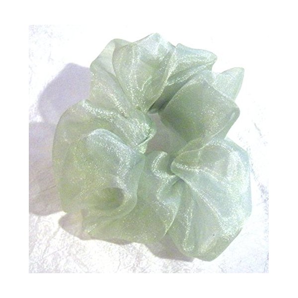 Green Crystal Organza Hair Scrunchy-Regular - Made in the USA