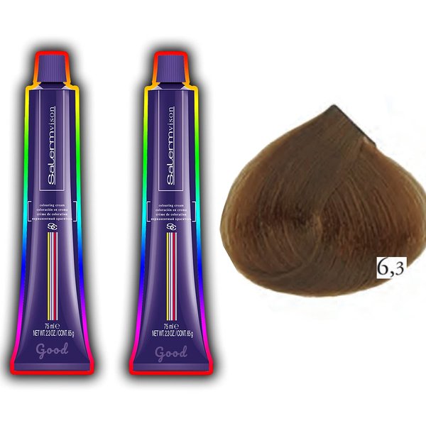 Permanent Hair Color Cream by Salerm Vision (30 mins) (Pack of 2) 6,3: Dark Golden Blond