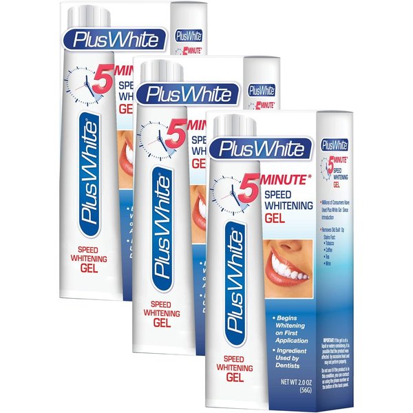 Plus White Speed Whitening Gel - Works in 5 Minutes - Professional Teeth Whitening w/Dentist Approved Ingredient (Pack of 3)