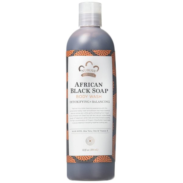 Nubian Heritage Body Wash, African Blk Soap, Tea Tree Oil Oats & Aloe, 13 Fl Oz pack of 2