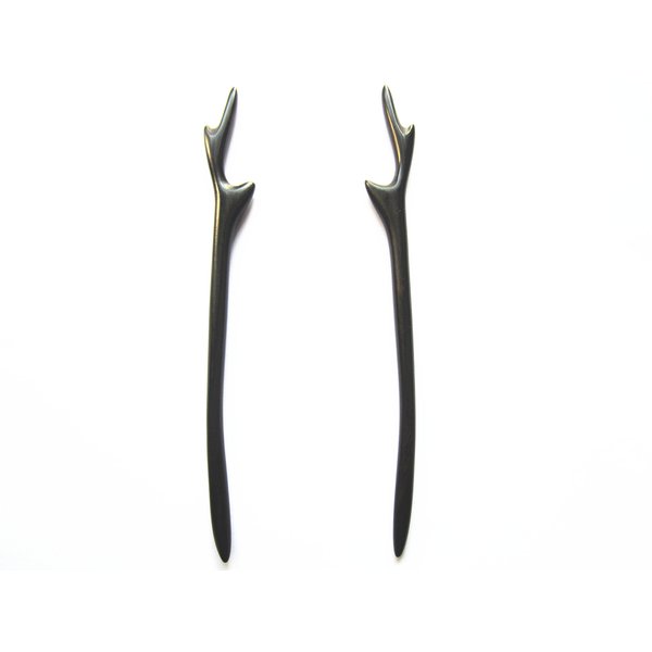 Myhsmooth Zz-bg-antlers 2 Count Hair Sticks Natural Black Sandalwood(ebony) Handmade Carved Hair Clip Shawl Hair Pins Pack of 2 Pcs :Antler