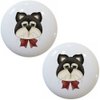 Set of 2 Black & White Cat Face Ceramic Cabinet Drawer Knobs