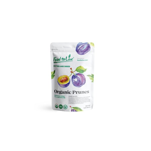 Food to Live Organic Pitted Prunes, 1 Pound - Dried California Plums, Non-GMO, Kosher, Unsulfured, Unsweetened, Bulk