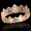 YOVECATHOU King Men Gold Tiara Crown Imperial Medieval Headband Crystal Pageant Costumes For Wedding Cosplay Homecoming Prom Party Decorations