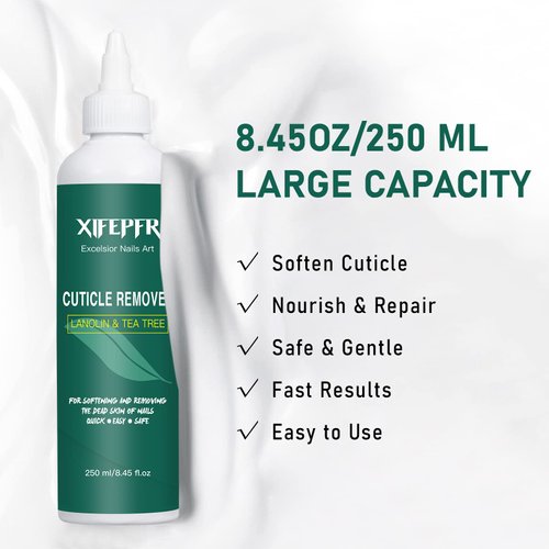 XIFEPFR Cuticle Remover, 8.45 FL OZ Cuticle Softener, Instant Cuticle Remover Liquid, Salon Quality Cuticle Cream Professional Nail Care, Removes Cuticles in Seconds, Rosemary Scent, Gifts for Women