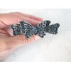 Generic Blue or gray butterfly bow crystal hair barrette clip bridal clip (Primary color: Gray), 1 Count (Pack of 1)