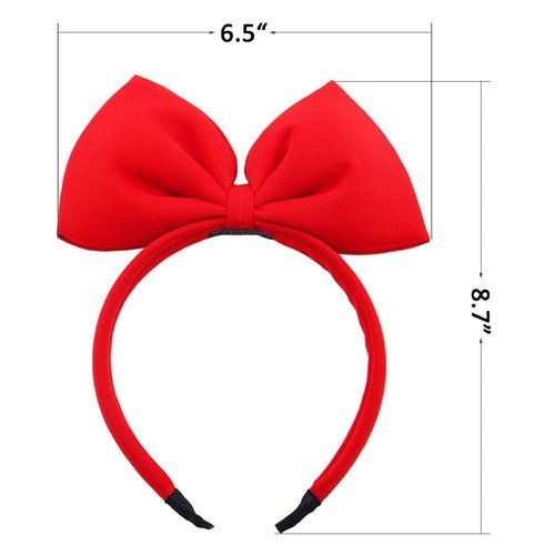 2Pcs Halloween Red Bow Headband Christmas Red Big Bowknot Cute Girl Adult Party Decoration Headdress Christmas Cosplay Costume Halloween Makeup Handmade Headdress Hair Band Bow Headbands for Women