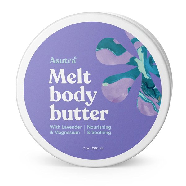 ASUTRA Magnesium Body Butter Lotion with Lavender Scent, 7 oz - Soothing Shea Butter & Almond Oil Moisturizer, Premium-Quality Magnesium Oil, Lavender Essential Oil