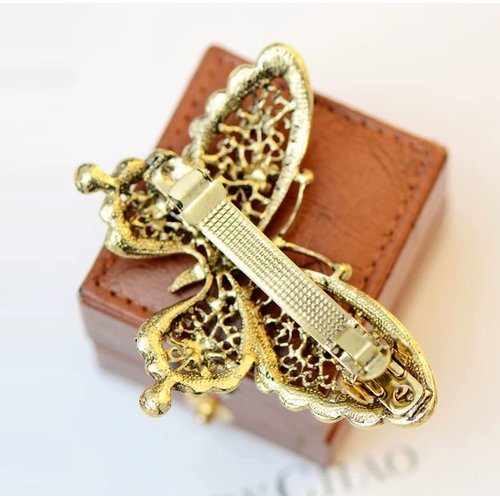 AKOAK Amazing Fashion Butterfly Hairpin Blue Crystal Headwear Barrette Hair Clip Headwear Accessories Jewelry (Bronze)