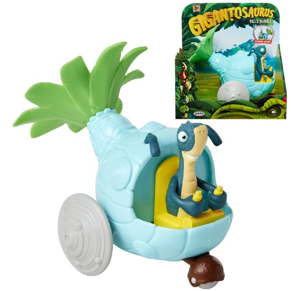 Gigantosaurus Bill's Bubble Toy Vehicle Bounces Up & Down, 6.5" Long, 4" Tall - Easy for Little Hands to Push Along - Dino Car Toys for Toddler Kids Boys & Girls