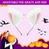 Pedenty Cat Fox Ears Headband for Women Girls, Halloween Cosplay Cat Costume Faux Fur Ears Headbands Hair Accessories for Adult Kids (White)…