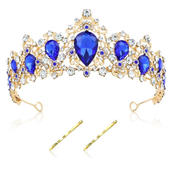 Cinaci metal crown headbands (Royal Blue, One Size)