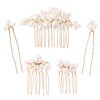 5PCS Pearl Bride Wedding Hair Comb Pearl Hair Pins Set Gold Bridal Side Comb U Shape Bridal Hair Clip Wedding Pearl Hair Combs Set Headpiece Vintage Bride Hair Accessories Wedding for Bridal(Gold)