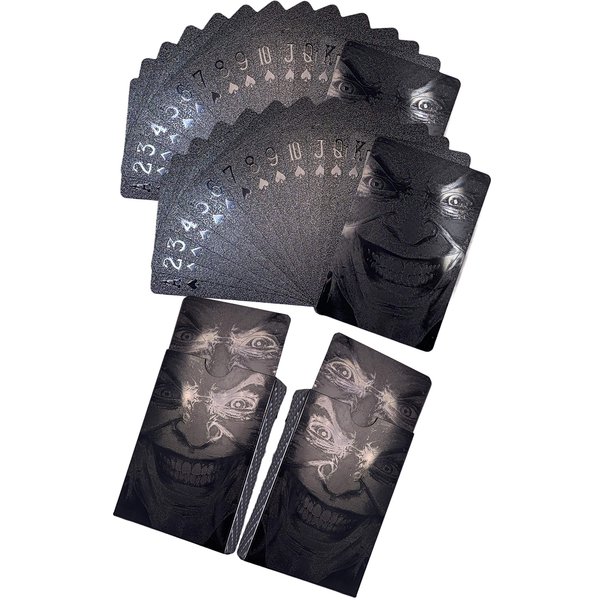Kxlody Black Cards Deck of Cards 2 Pack Black Playing Cards Unique Themed Evil Smile Clown Waterproof Decks Cards Plastic PET Poker Premium Magic Party Game