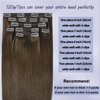 Honsoo Long Hair Extensions Real Human Hair Extensions 22in Chocolate Brown 120g 7pcs Clip in Remy Human Hair Extensions