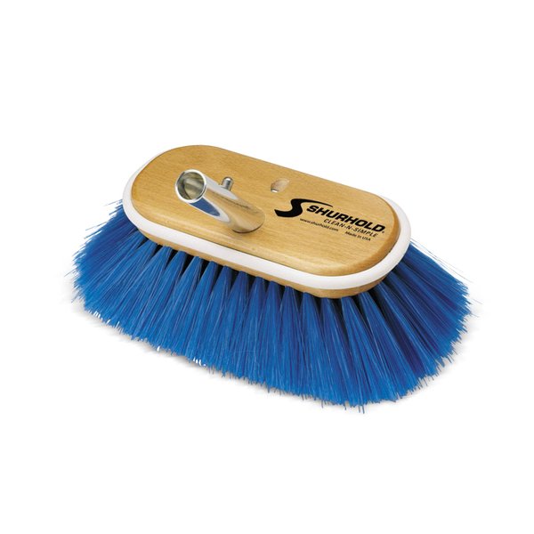 Shurhold 970 6 inch Extra Soft Bristle Brush, Deck Brush with Blue Polystyrene Bristles
