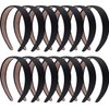 SIQUK 14 Pieces Satin Headbands 1 Inch Non-slip Ribbon Headband Black Hair Headbands DIY Satin Hard Headbands for Women Girls