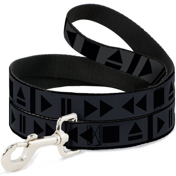 Dog Leash Control Buttons Black Gray 4 Feet Long 0.5 Inch Wide