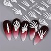 Halloween Nail Art Stickers Decals 5D Embossed Skeleton Nail Decals 2PCS Fantasy Bone Skeleton Design Halloween Nail Stickers Nail Art Supplies for Women Girl Halloween Manicure Nail Art Decorations