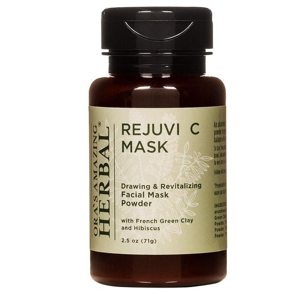 Ora's Amazing Herbal Rejuvi C Mask, Powder Mask, Detoxifying Face Mask Powder, French Green Clay Mask, Exfoliating Rosehip Seed Hibiscus with Vitamin C and Frankincense for Acne, Maskne