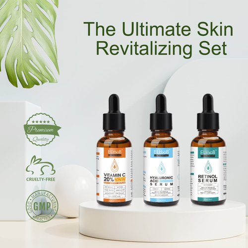 Age Defying Facial Serum 3 Pack, Vitamin C Serum, Retinol Serum and Hyaluronic Acid Serum For Anti Aging & Wrinkle - Boost Skin Collagen,Hydrate & Plump Skin