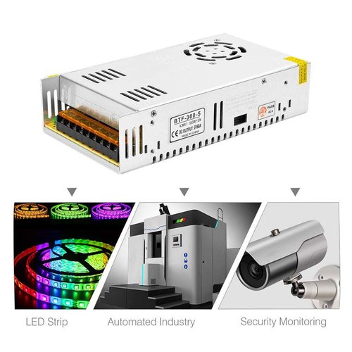 BTF-LIGHTING AC100-240V to DC5V60A Max300W Suit DC5V1A~DC5V60A Switching Power Supply Device Transformer Power Adapter Converter for LED Strip/String/LED Matrix,CCTV Camera,Security System,Radio,Cats