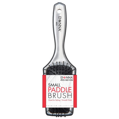 DONNA SILVER SMALL PADDLE BRUSH Blowdry Brush Curly Hair, Hair Brush for Separating, Detangling, Shaping and Defining Wet Thick or Curly Hair, Glides Through Tangles with Ease