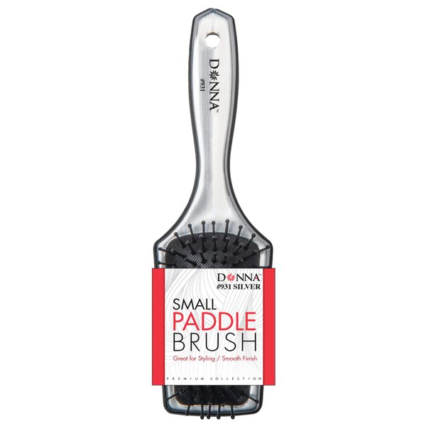 DONNA SILVER SMALL PADDLE BRUSH Blowdry Brush Curly Hair, Hair Brush for Separating, Detangling, Shaping and Defining Wet Thick or Curly Hair, Glides Through Tangles with Ease