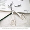 Humbee Eyebrow Scissors Self Care Tools Small Scissors for Facial, Nose, Eyebrow, Mustache, and Beard Hair Trimming & Grooming, Straight Edge, White Short Cap
