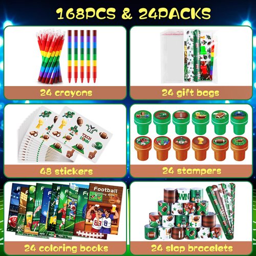 BenLouis 84Pcs Football Party Favors Sports Football Theme Birthday Party Favors Coloring Books Bulk for Kids Super Football Bowl Party Team Gift Goodie Bag Fillers Classroom games Rewards Supplies