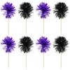 Gyufise 30Pcs Foil Firework Cupcake Toppers Sparkle Tinsel Cake Toppers Tinsel Drink Cake Decoration Cocktail Picks for Birthday Wedding Graduation Party Supplies Black Purple