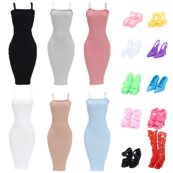 SOTOGO 16 Pieces Doll Clothes and Accessories for 11.5 Inch Girl Doll Happy Party Playset Include 6 Sets Handmade Doll Fashion Dresses and 10 Pairs Shoes
