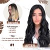Hetto Human Hair Extensions, 22 Inch Black Microbead, Straight Microlink Hair Extensions, 50 Strands, 50g, Jet Black #1