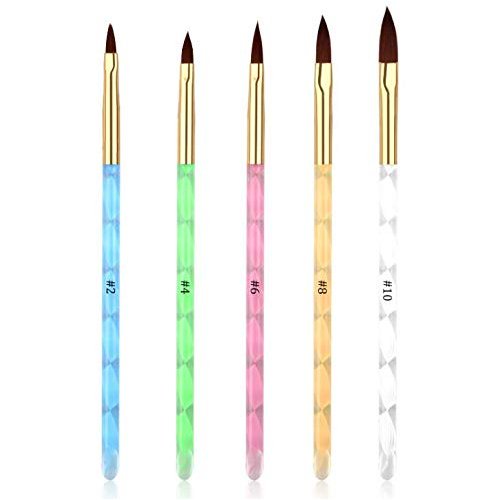 5Pcs UV Gel Acrylic Nail Brush Set for Nail Art Tips Builder and Nail Painting