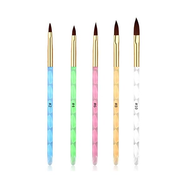 5Pcs UV Gel Acrylic Nail Brush Set for Nail Art Tips Builder and Nail Painting