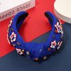 mokkia 4th of July Headband for Women American Flag Star Knotted Headbands Red White and Blue Rhinestone Crystal Top Knot Headbands Patriotic 4th of July Accessories Party Favors (American Flag D)