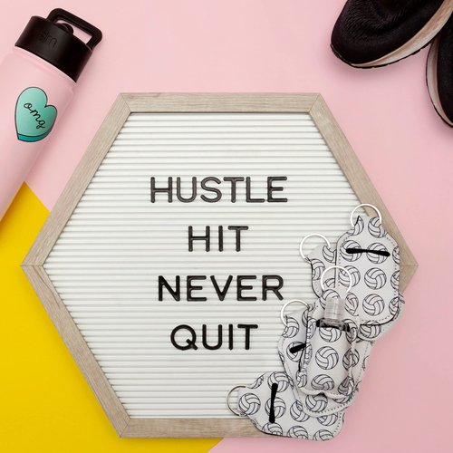 Daisy Lane Hand Sanitizer Holder for Backpack Kids Travel Size Baseball Softball Keychain (Volleyball, Pack of 6)