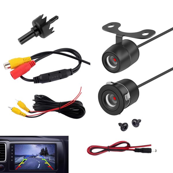 Yumfugu 1 PC Car Reversing Camera Kit, Small Butterfly-Shaped IP68 Waterproof Reversing Image Camera, High-Definition Night Vision Wide-Angle Lens Accessories, Compatible with Most Car Models (Black)