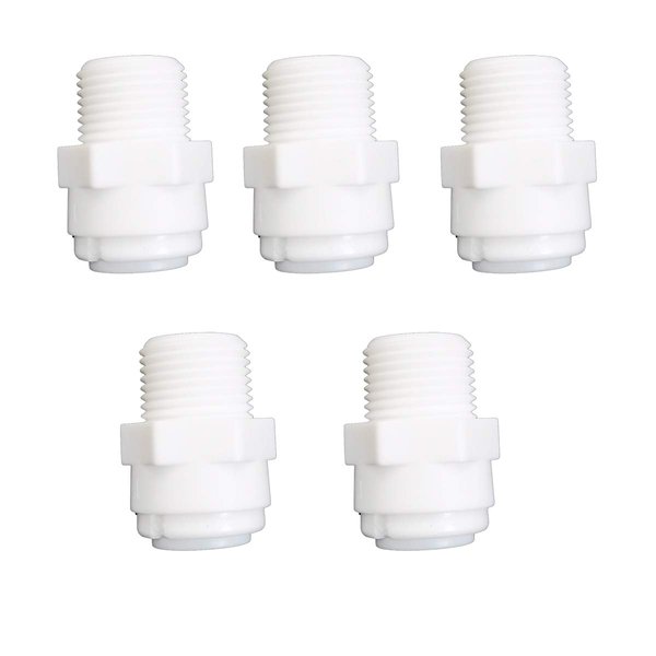 YZM Tube Quick Connector fittings Water Purifiers Filters Reverse Osmosis Systems accessories set of 5 (straight,3/8" Male x 3/8" OD tube)
