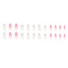 24Pcs Almond Press on Nails Medium Cute Flowers Fake Nails Spring Pink Gradient False Nails Glossy Full Cover Acrylic Nails Reusable Natural Stick on Nails with Glue for Women DIY Manicure Decoration