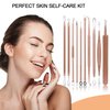Pimple Popper Tool Kit, MENOLY 10 Pcs Blackhead Remover Comedone Extractor Acne Removal Kit for Blemish, Whitehead Popping,Zit Removing for Nose Face Tools with a Leather Bag (Rose Gold)