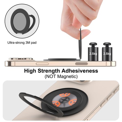 aidvaia Phone Ring Stand, Black Metal Phone Stand, Compatible with iPhone 16/15/14/13/12 Pro Max All Models