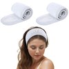 TopTie 2PCS Custom Spa Facial Headband Terry Cloth Skincare Head Wrap, Embroidery & Heat Transfer for White Headband