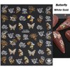 Fall Nail Art Stickers Autumn Maple Leaf Nail Decals Thanksgiving 3D Self-Adhesive Nail Art Supplies 8PCS White Laser Gold Fall Leaves Flower Butterfly Design Nail Stickers for Nail Art Decoration