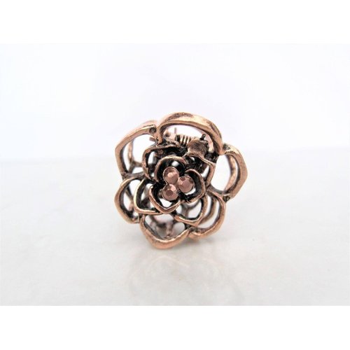 Generic Small mini rose gold copper metal flower rose hair claw clip