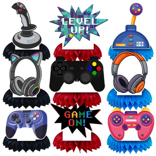 9 Pcs Video Game Party Decorations Birthday Party Decorations Honeycomb Centerpieces for Tables Decorations for Boys Girls Birthday Party